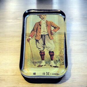 Vintage Glass Golfer Paperweight Rectangle Black Felt Protector